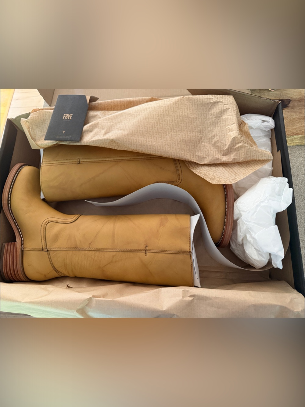 Guaranteed Authentic Frye Banana Leather Campus 14L Knee-High Boots NIB - Picture 4 of 9